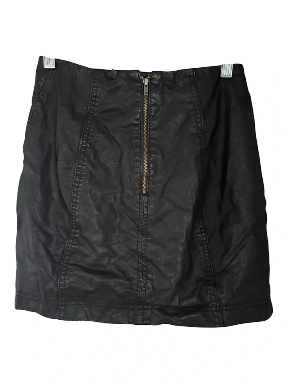 Free People Black Faux Leather Mini Skirt - Sleek Panel Stitch Design